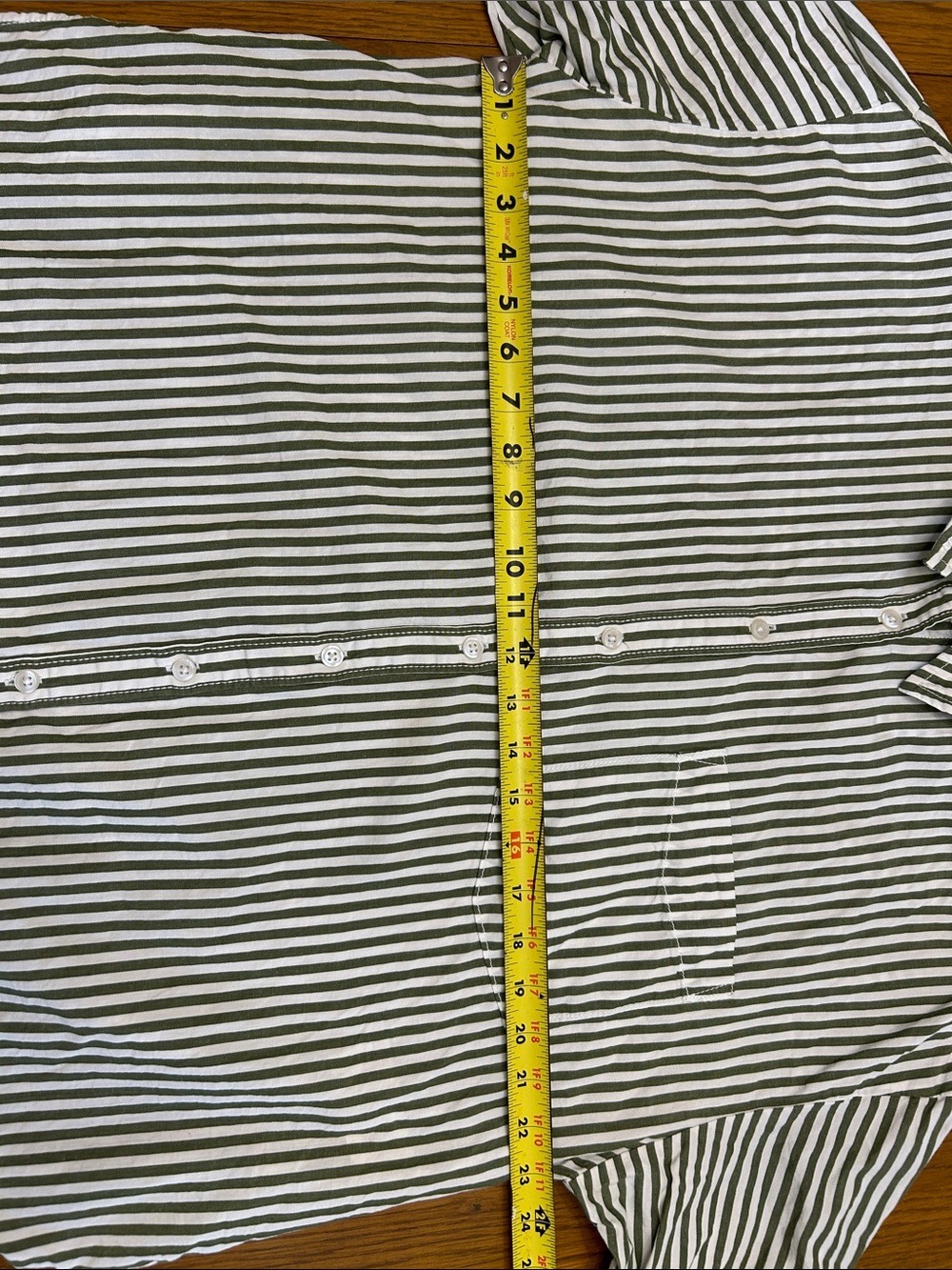 Maeve Olive and White Striped Women’s Button-Down Shirt - Picture 5 of 6